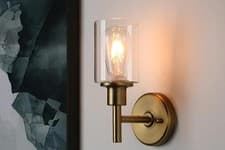 Image of Retro Style Wall Lights Industrial Cylindrical Glass Lampshade Single Wall Scone