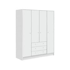 Image of Argos Malibu Wardrobe 4 Door 3 Drawer Wardrobe - White