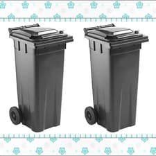 Image of 140 Litre Waste Disposal Wheelie Bin With Rubber Wheels & Lid For Indoor Outdoor