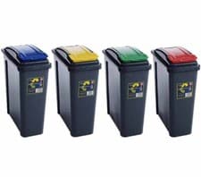 Image of 25L Plastic Bin Indoor Recycling Waste Container With Lid Kitchen Home & Office
