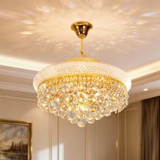 Image of Luxury Empire Crystal Chandelier Retro Pendant Ceiling Light Villa Museum Duplex
