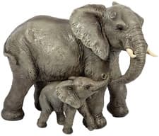 Image of Elephant & Baby Ornament Garden Resin Figurine Home Decor Statue Jungle X-Large