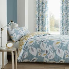Image of Catherine Lansfield Inga Leaf Scandi Easy Care Duvet Cover Bedding Set Teal