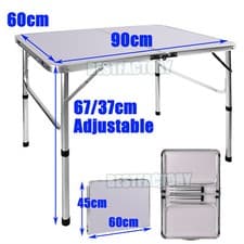 Image of NEW FOLDING CAMPING TABLE ALUMINIUM PICNIC PORTABLE ADJUSTABLE PARTY BBQ OUTDOOR