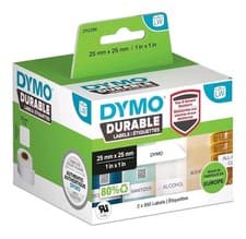 Image of DYMO Durable LW 2112286 Labels White Self Adhesive 25x25mm Waterproof Labels