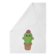Image of 'Smiling Potted Cactus' Cotton Tea Towel / Dish Cloth (TW031623)