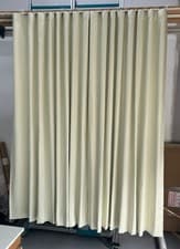 Image of Green Pinstripe - Blackout lined with wave heading pair of curtains