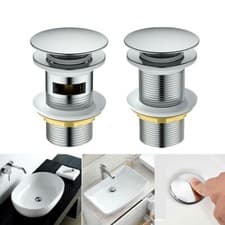 Image of Bathroom Click-Clack Basin Waste Dome Slotted UnSlotted Sink Pop Up Push Button