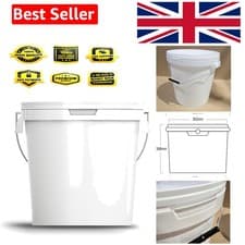 Image of 33 Litre White Heavy Duty Bucket with Airtight Lid & Metal Handle