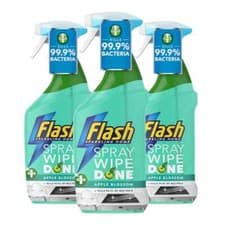 Image of Flash Spray Wipe Done Anti-Bacterial surface cleaner Apple Blossom 3 x 800ml NEW