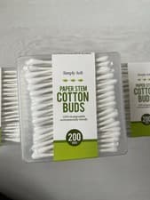 Image of Simply Soft Paper Stem Cotton Buds 100% Biodegradable 200 Count - Pack of 10 New
