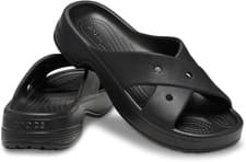 Image of Crocs Women's Classic Cross Strap Slide Black Sandals