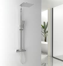 Image of Chrome Shower System with Thermostatic Mixer Valve, 250mm Square Rainfall