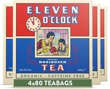 Image of Eleven O'Clock Original Rooibos Tea (4 x 80 Teabags) - Organic Redbush Teabags,