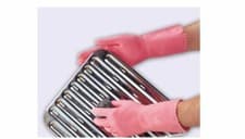 Image of Polyco Optima Natural Rubber Gloves Gauntlet Latex Slip Resistant Flock Lined