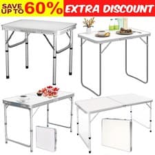 Image of Portable Folding Camping Table Aluminium Carry BBQ Desk Kitchen Outdoor Picnic