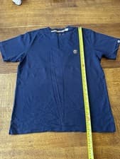 Image of Timberland Logo T-shirt Navy Blue Size Small 100% Cotton Short Sleeve NWT