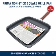 Image of Cast Iron Grill Pan 26cm Skillet Griddle with Rosewood Handle