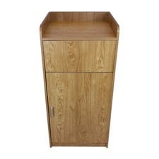 Image of Light Oak 100L Wooden Litter Bin & Tray Stand Restaurant Commercial w/Bin
