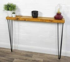 Image of Console Table Slimline - Black Hair Pin Legs | Reclaimed Timber | Wood Furniture
