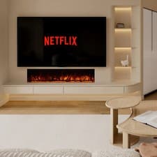 Image of NEW 2025 NO Frame FULL GLASS - Ultimate Media Wall Panoramic Electric Fire
