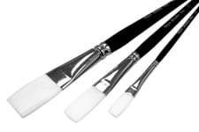 Image of Flat Tip Synthetic Sable Brushes Set Of 3 Assorted Size Artist Acrylic Oil Brush