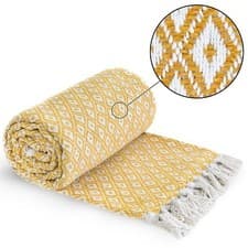 Image of Throw Blanket for Sofas Bed Runner Diamond Geometric Soft Cotton Casablanca