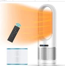 Image of 3 In 1 Cool&Hot Purifier Bladeless Tower Fan Remote Control 2000W Heat 40W Cool