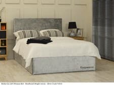 Image of Berlin Gas Lift Ottoman Storage Bed Crushed Velvet, Chenille, & Linen Fabrics