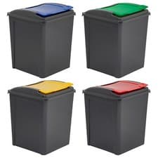 Image of Plastic 50L Waste Recycle Recycling Bin Lid Rubbish Dustbin Garden Kitchen UK