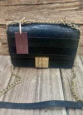 Image of Carvela Bailey Cross Body Bag Black Panel Detail New
