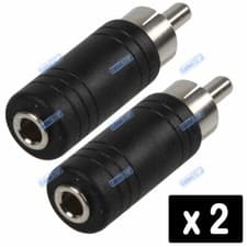 Image of 2 x 3.5mm STEREO Female Jack Aux Socket to RCA Phono Male Plug Audio Adapter