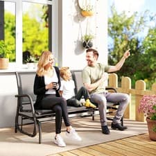Image of 3-Seat Glider Rocking Chair for 3 People Garden Bench Patio Furniture