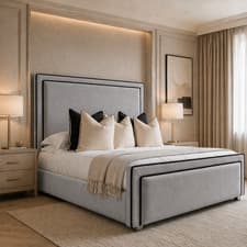 Image of OTTOMAN GAS LIFT STORAGE PANEL UPHOLSTERED FRAME DOUBLE & KING SIZE BED