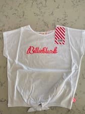 Image of Billieblush White Cotton Embossed Tie Short Sleeve Girls Top T Shirt 6 years B10