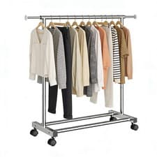 Image of Heavy Duty Stainless Steel Clothes Rail Hanging Rack Garment Display Stand Wheel