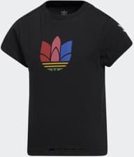 Image of Kids Adidas Adicolour 3D Trefoil T- Shirt Black Muilty Age 7-8