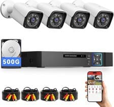 Image of Full HD 1080P CCTV Kit – DVR Security Camera System with Hard Drive, Outdoor 2TB