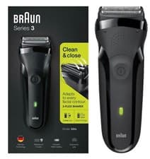 Image of Braun 300s Series 3 Mens Rechargeable Electric Shaver Razor Waterproof - BLACK