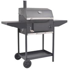 Image of BBQ Charcoal Smoker with Bottom Shelf Black Outdoor Grill Barbecue vidaXL