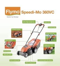 Image of Flymo Speedi-Mo 360VC 1500W Electric Lawnmower (967663301), 36cm Cutting Width