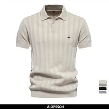 Image of 2024 New Summer Ribbed Knit Polo Shirt for Men Breathable and Cool Brand Quality