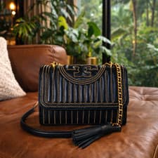 Image of NEW Tory Burch Fleming Mini-Stud Black Small Convertible Crossbody Shoulder Bag