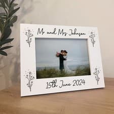 Image of Personalised Mr and Mrs Photo Frame Wedding Day 7x5 Frame Wedding Anniversary