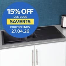Image of Reginox Harlem15 Kitchen Sink 1.5 Bowl Silver Black Granite Reversible Waste