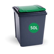 Image of Plastic Recycle Bin With Lid 50L Rubbish Dustbin Home Kitchen Garden Waste Bin