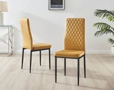 Image of 4x Milan Dining Chair Black Velvet Black Legs