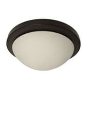 Image of Black Flush Ceiling Light IP44 Bathroom Lamp Opal Glass Shade E27 Modern Light