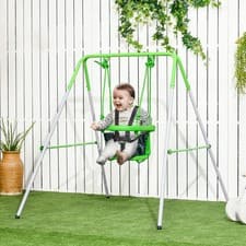 Image of Nursery Swing with Safety Belt, Support Back, for Toddlers 6-36 Months - Green