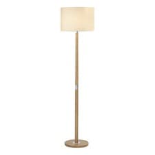 Image of Avenue Floor Lamp Light Wood and Polished Chrome With Shade